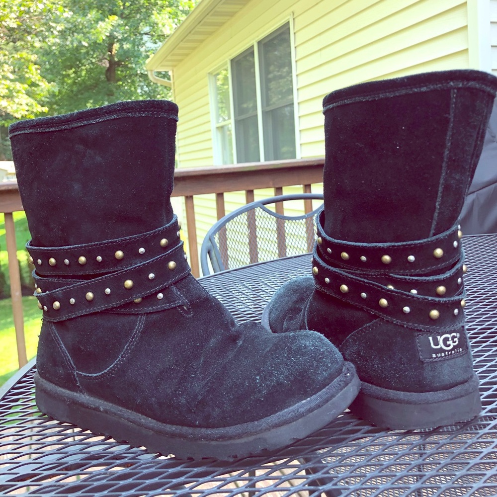 Ugg Black Boots with beading details